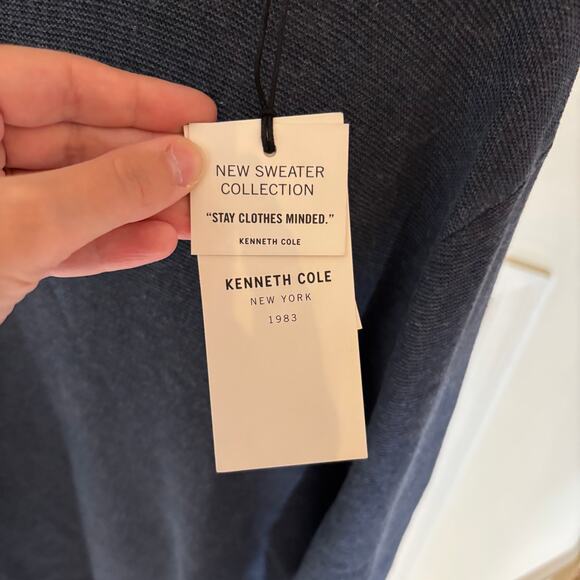 Kenneth Cole NWT Men's Heathered Navy Pullover Crew Neck Sweater Size XXL - Picture 3 of 8